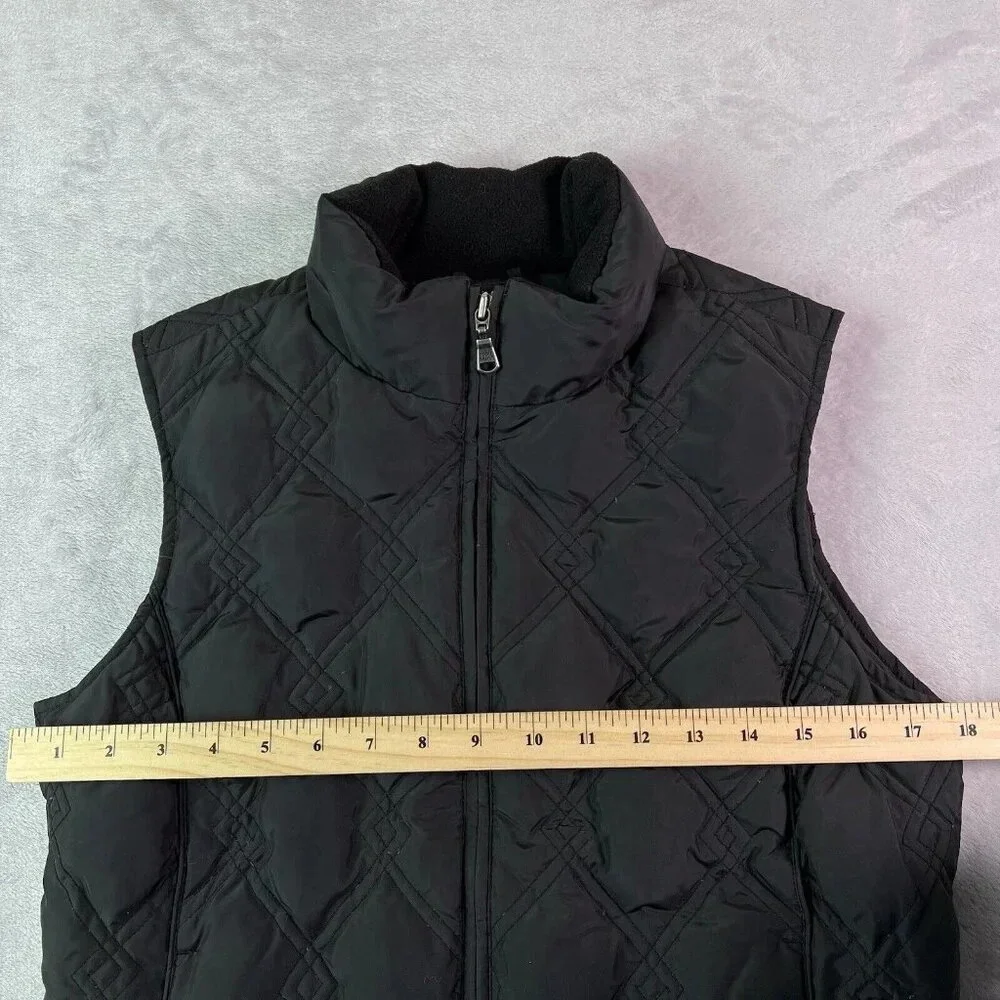 Eddie Bauer Vest Women's Small Black‎ Puffer Diamond Quilted Full Zip Outdoor